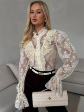 Load image into Gallery viewer, Lace Ruffled Printed Shirt