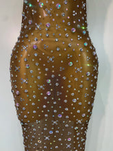 Load image into Gallery viewer, Sparkly Rhinestone Stretchy Mesh See Through Dress