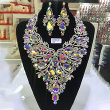 Load image into Gallery viewer, Rhinestone Drop Necklace Earrings Set