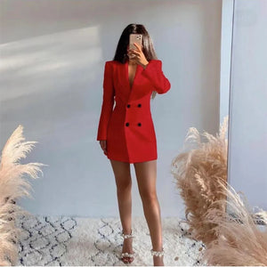 Elegant Blazer Solid Double Breasted