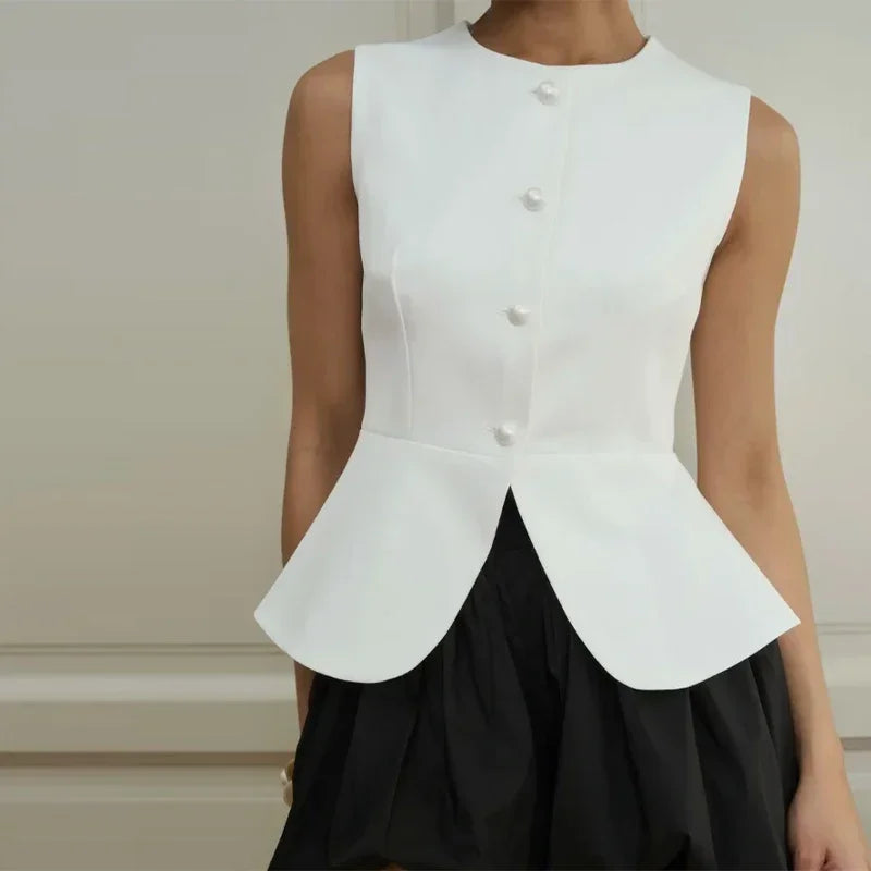 Casual Sleeveless Vests Skirts Suits