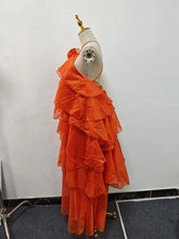 Load image into Gallery viewer, Solid Spliced Ruffles Elegant Dress