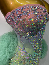 Load image into Gallery viewer, Strapless Backless Green Diamonds Mesh Dress