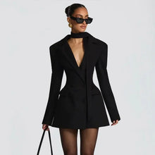 Load image into Gallery viewer, Solid Waist Cinching Blazer Dress
