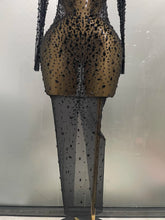 Load image into Gallery viewer, Shinny Rhinestone Stretch Mesh Transparent Dress