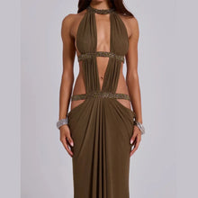 Load image into Gallery viewer, Hollow Out Sequin Halter Dress