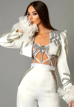 Load image into Gallery viewer, Crystals White Women Suit Set