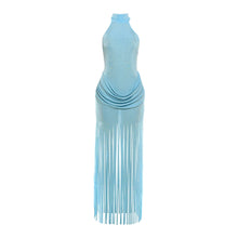 Load image into Gallery viewer, Velvet Tassel Hem Dress