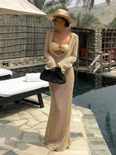 Load image into Gallery viewer, Sexy U-neck Bell Sleeve Knit Maxi Dress