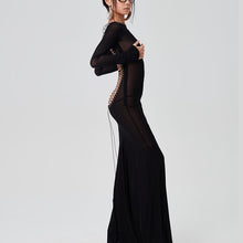 Load image into Gallery viewer, Mesh Black Long Sleeve Backless See Through