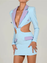 Load image into Gallery viewer, Hollow Out Backless Blazer Dress
