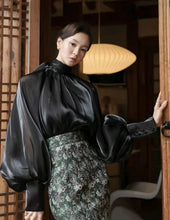 Load image into Gallery viewer, Satin Blouses Stylish Big Bow Shirt