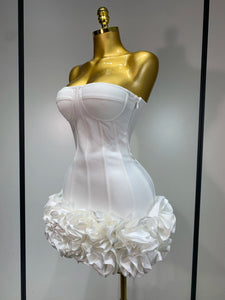 Strapless Flower Prom Gown Mini Dress