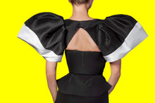 Load image into Gallery viewer, Black And White Satin Short Puffy Sleeves
