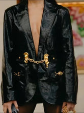 Load image into Gallery viewer, Patchwork Pockets Leather Jacket