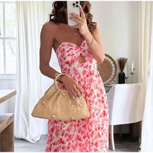 Load image into Gallery viewer, Boho Beaded Straw Handbag