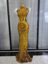 Load image into Gallery viewer, Luxury Shiny Mirror Rhinestones Hollowed-out  Dress