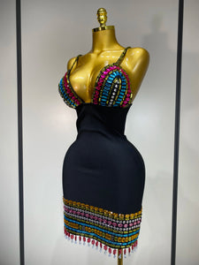 Sparkly Colorful Diamonds  Bandage Dress