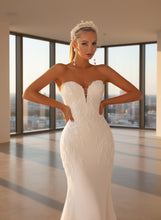 Load image into Gallery viewer, Cape Beading Embroidery Trumpet Bridal Gowns