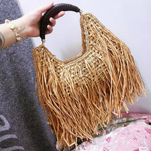 Load image into Gallery viewer, Bohemian Fringe Straw Tote