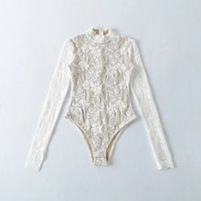 Load image into Gallery viewer, Retro Lace Hook Flower Long Sleeve T-Shirt Romper