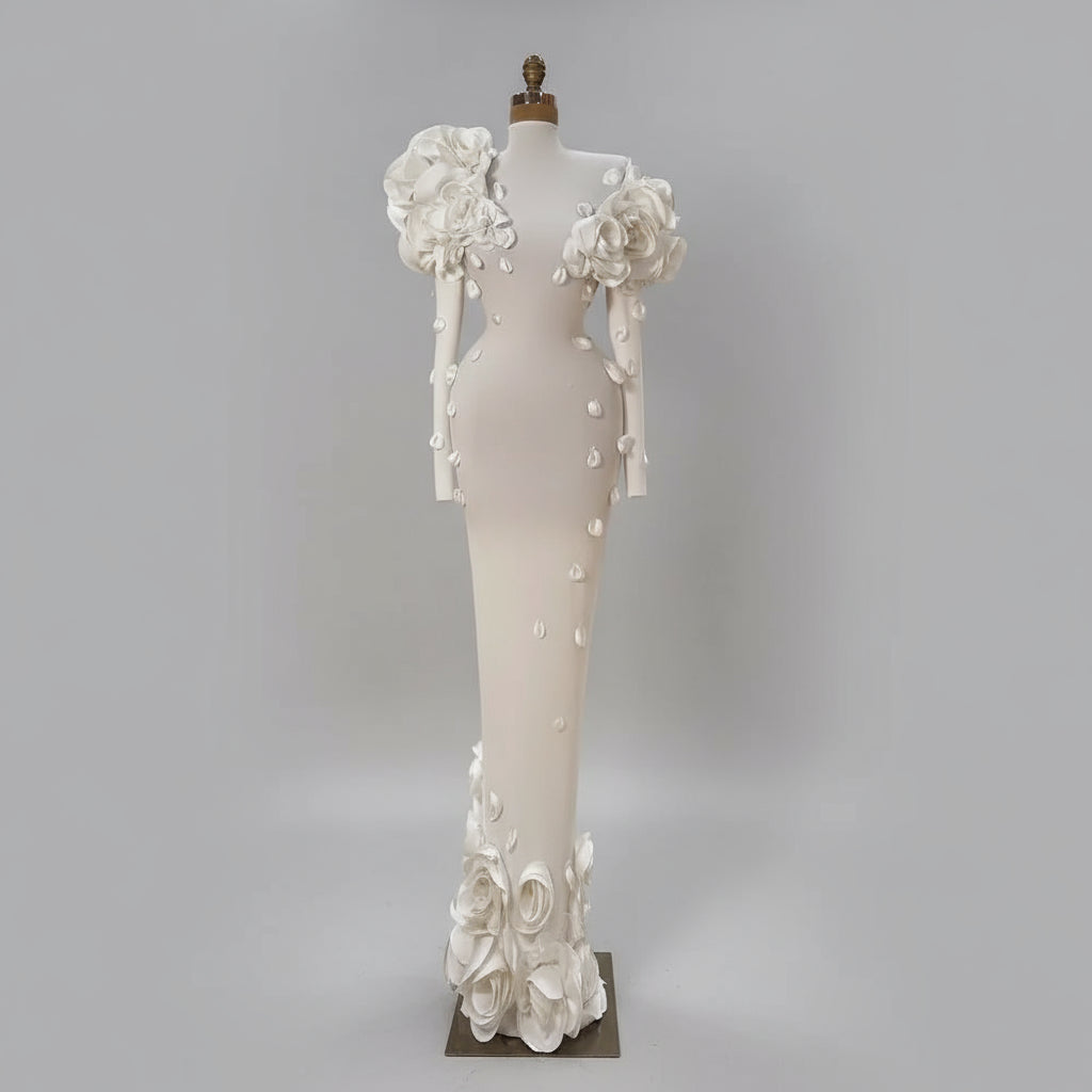 Fashionable 3D Flowers Evening Dress