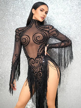 Load image into Gallery viewer, Tassel Mesh Transparent Dress