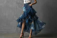Load image into Gallery viewer, Denim Patchwork Ruffle Maxi Skirt