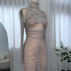 Crystal Tassel Dubai Evening Dress