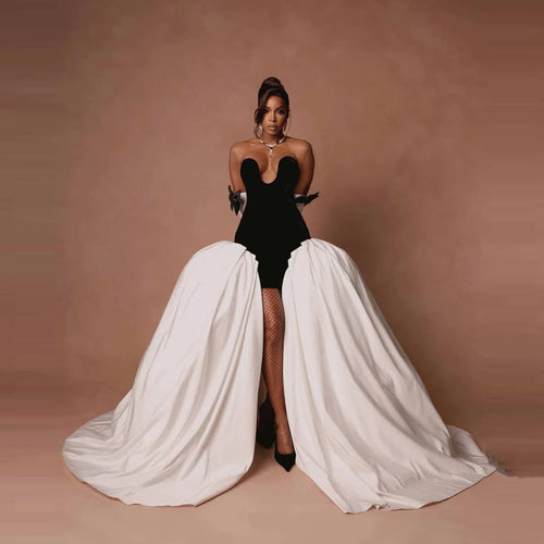 Elegance Black White Women Dress