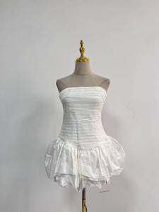 Solid Spliced Ruffles Slimming Dress