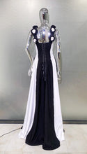 Load image into Gallery viewer, White and Black Bandage long Dress