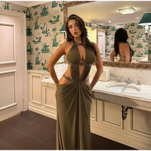 Load image into Gallery viewer, Hollow Out Sequin Halter Dress