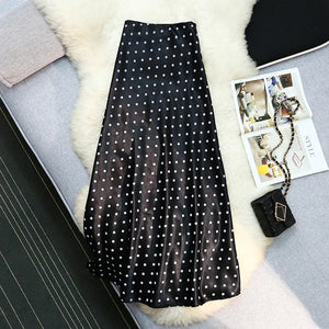 Vintage Polka Dot Satin Mermaid Skirt