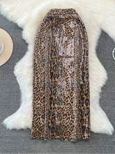 Load image into Gallery viewer, Leopard Print PU Leather Skirt