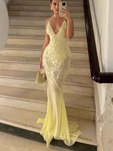 Load image into Gallery viewer, Sexy Deep V-neck Sequin Sling Mermaid Dress