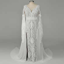 Load image into Gallery viewer, Long Split Bell Sleeves Boho Bridal Gowns