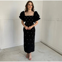 Load image into Gallery viewer, Elegant Puff Sleeve Pearl Long Dress