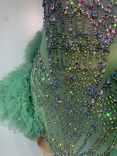 Load image into Gallery viewer, Strapless Backless Green Diamonds Mesh Dress