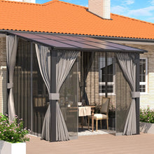 Load image into Gallery viewer, 8x8 Outdoor Lean-to Gazebo Pergola Curtains &amp; Netting Patio