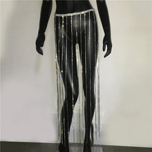 Load image into Gallery viewer, Glitter Rhinestone Long Tassel Skirt
