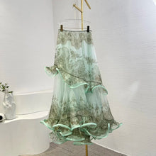 Load image into Gallery viewer, Pure Silk Mint Green Pearl  Skirt Set