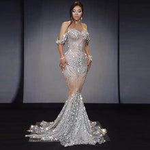 Load image into Gallery viewer, Bright Crystal Sequins Elegant Fishnet Dress