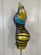 Load image into Gallery viewer, Black Leather Hollow Out Gothic Bandage Halter Short Dress