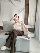 Load image into Gallery viewer, Satin Blouses Stylish Big Bow Shirt