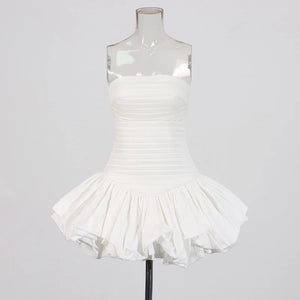 Solid Spliced Ruffles Slimming Dress