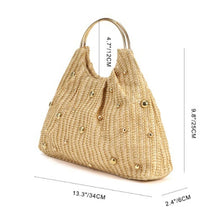 Load image into Gallery viewer, Boho Beaded Straw Handbag