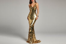 Load image into Gallery viewer, Metallic Luster Maxi Dress