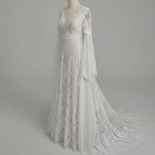 Load image into Gallery viewer, Long Split Bell Sleeves Boho Bridal Gowns