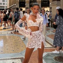 Load image into Gallery viewer, Lace Hollow Out Skirt Set